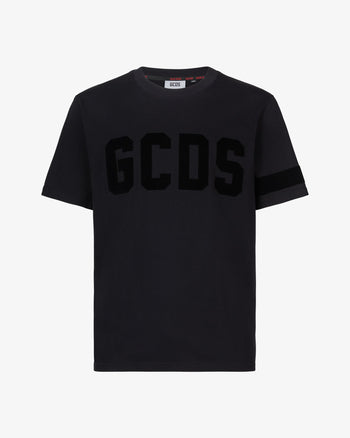 Gcds Logo Velvet T-Shirt | Men T-shirts Black | GCDS®